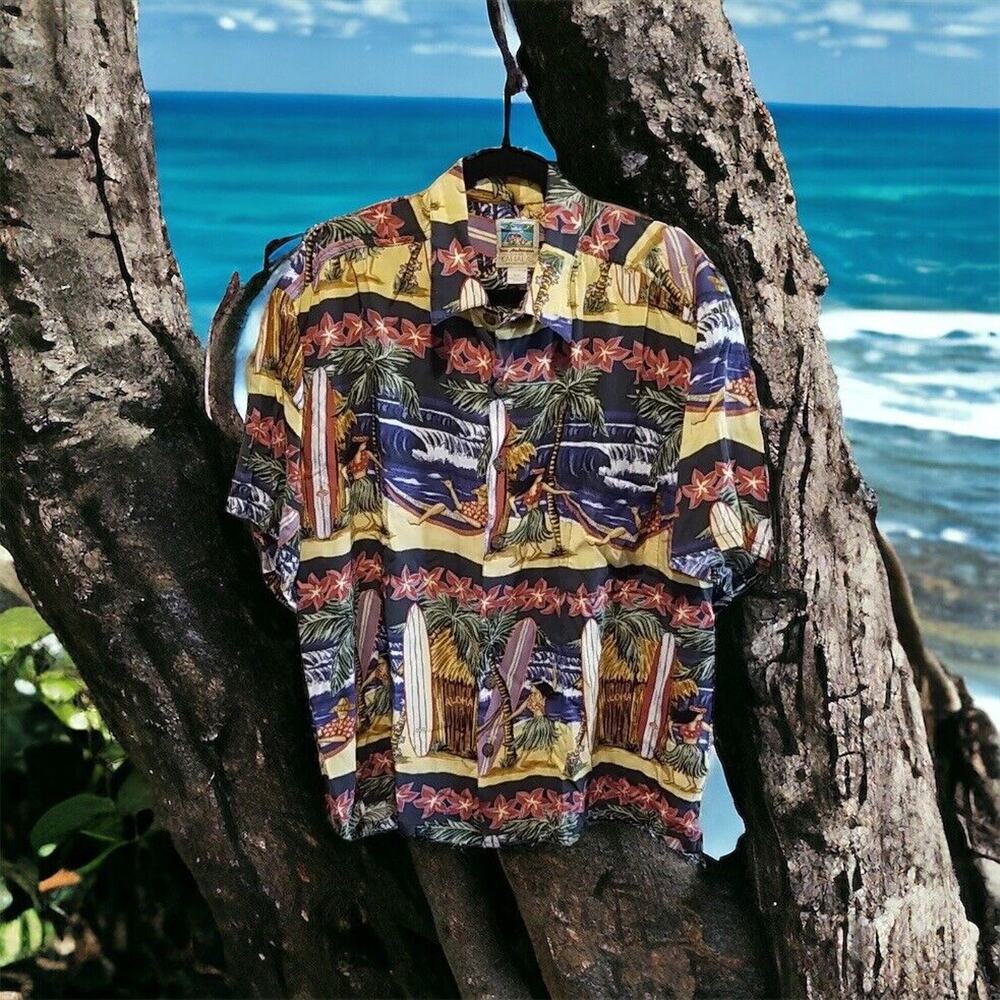Ron Anderson By Kahala Hawaiian Shirt Size XXL‎ Hula Dancers Surfboards Rayon
